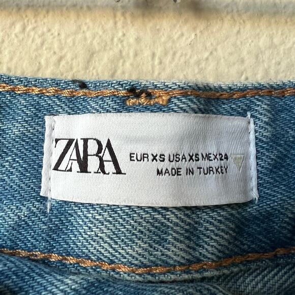 ZARA Metallic Blue Denim Asymmetrical Maxi Skirt Size XS - Picture 5 of 5